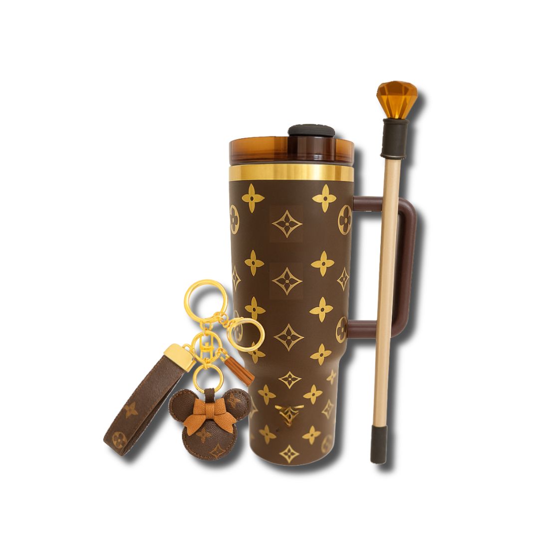 Ultimate Luxury Bundle – 40oz Quencher Tumbler, Premium Keychain & Gemstone Straw Topper